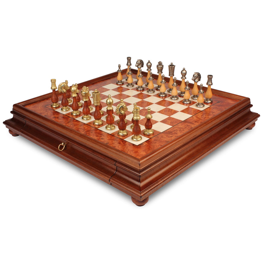 Classic French-Style Staunton Solid Brass Chess Set by Italfama