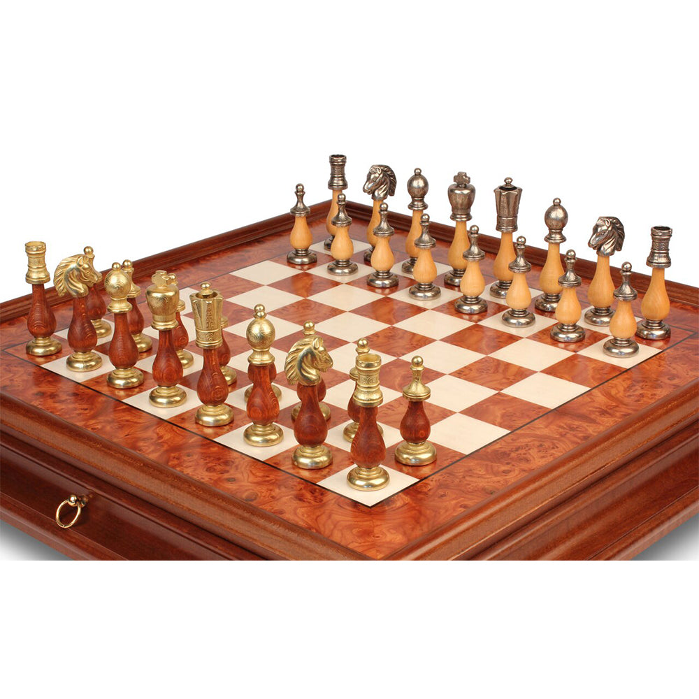 Italian Arabesque Metal Staunton Chess Set by Italfama